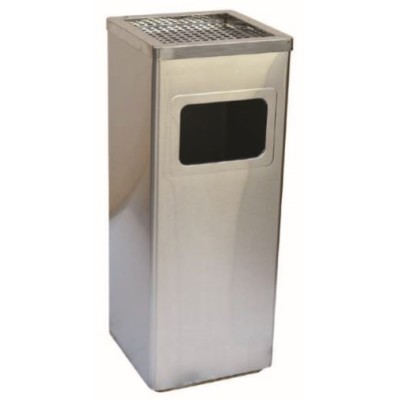  Stainless Steel 15 Ltr. Ashtray Bin Square Top 